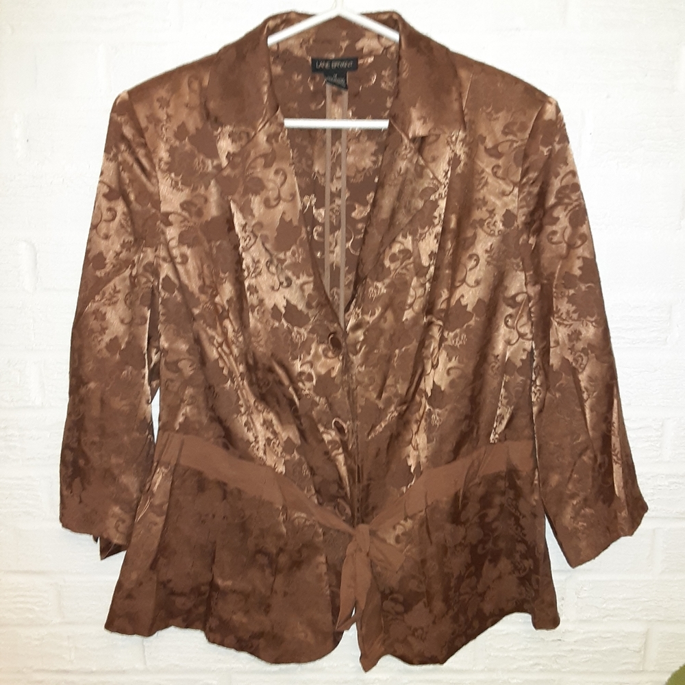 Lane Bryant Jacket Blazer Brown Embellished Sz 14